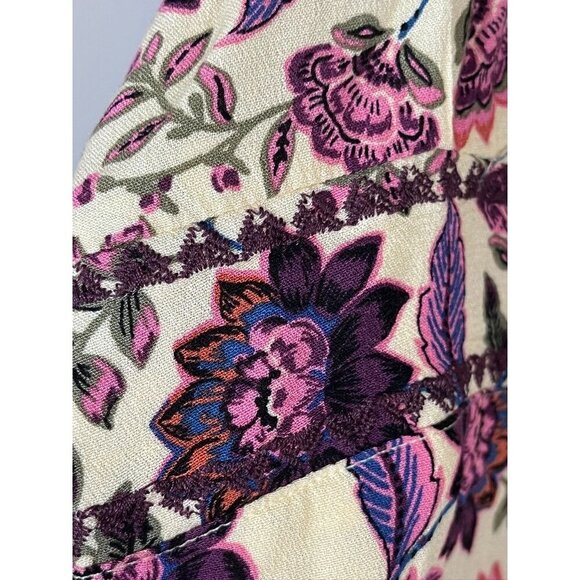 Torrid Floral Boho Top 3X Yellow Hippie Indie Western Peasant Retro Feminine 80s - Picture 5 of 10